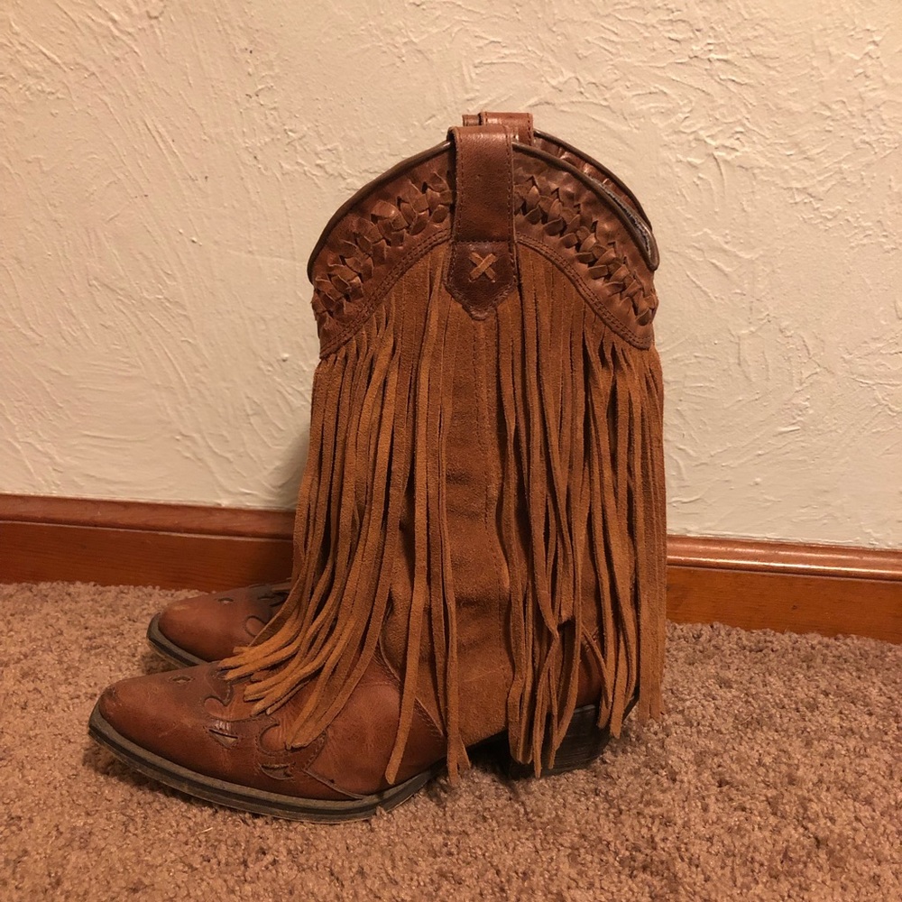 Dingo Brown Fringe Cowgirl Boots